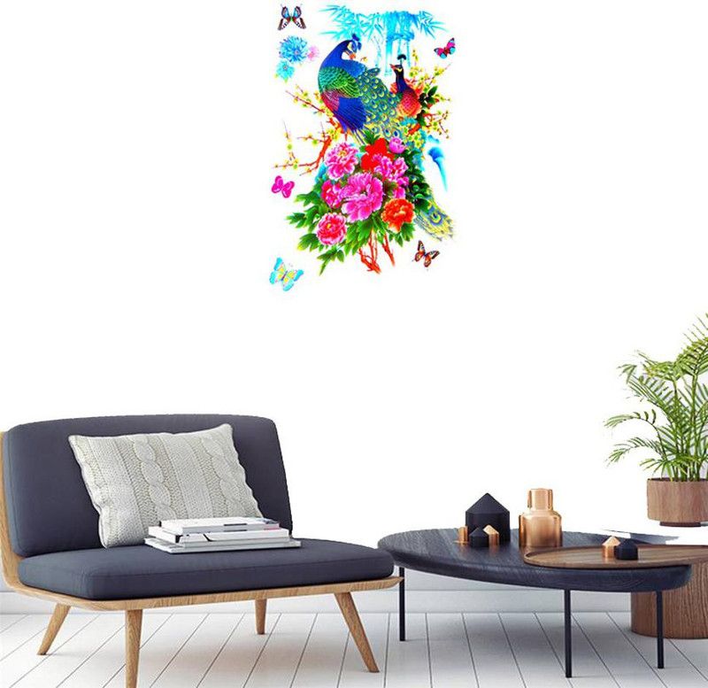 Deal4Online 44 cm 7D Vinyl Pecacock Wallpaper Sticker For Decoration Non-Reusable Sticker  (Pack of 1)