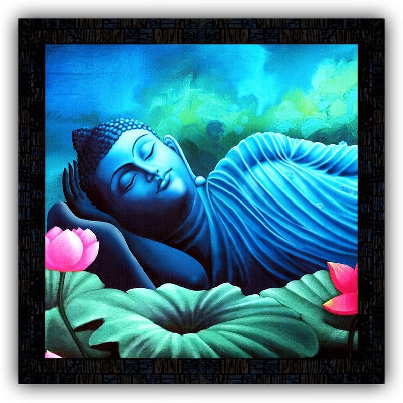 Poster N Frames framed poster of Buddha-17543 Digital Reprint 14 inch x 14 inch Painting  (With Frame)