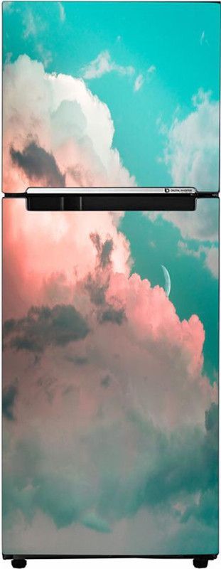 Decal Krishna 160 cm Beautiful blue sky large fridge sticker for multicolor and full water proof,3d,covering area [23x60] Self Adhesive Sticker  (Pack of 1)