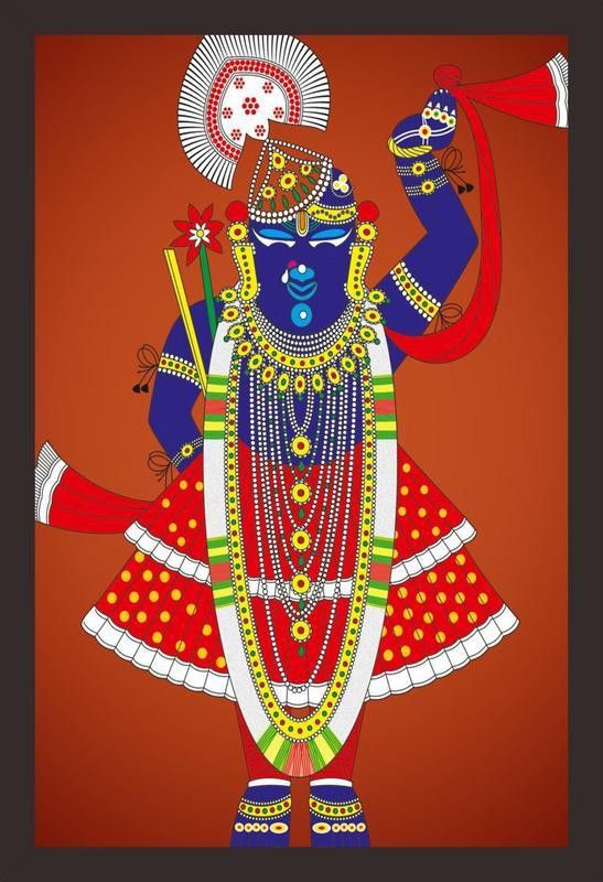 Mad Masters Lord-Krishna-Shreenathji1 Piece wooden framed painting |Wall Art | Home Décor | Painting Art | Unique Design | Attractive Frames Digital Reprint 18 inch x 12 inch Painting  (With Frame)