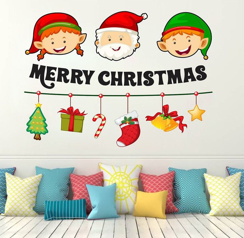 Zampyy 80 cm Merry Christmas Self Adhesive Sticker  (Pack of 1)