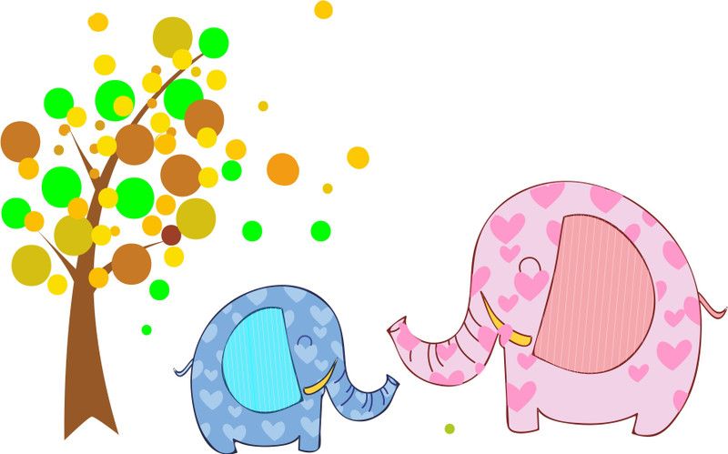 Psychedelic Collection 57 cm Cartoon elephant family tree colorful pvc vinyl multicolor decorative wall sticker for wall decoration size : 57 Cm X 91 Cm Self Adhesive Sticker  (Pack of 1)