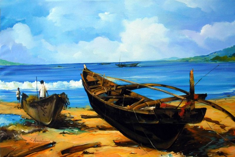 HandPainted Artwork Painting Canvas 22 inch x 33 inch Painting  (Without Frame)