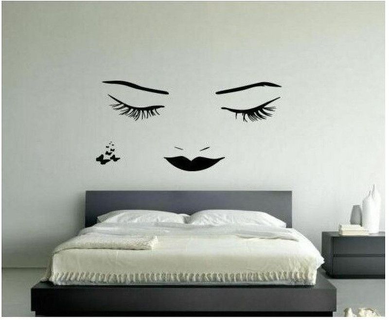 LYOMAN 60 cm Wall Vinyl Sticker Decals Mural Bedroom Beautiful Woman Lips Eye Butterfly Non-Reusable Sticker  (Pack of 1)