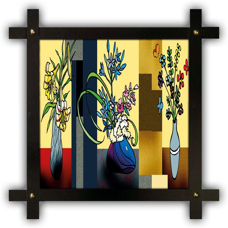 Poster N Frames Cross Wooden Frame Hand-Crafted with photo of Flower (floral) 18390-crossframe Digital Reprint 16.5 inch x 16.5 inch Painting  (With Frame)