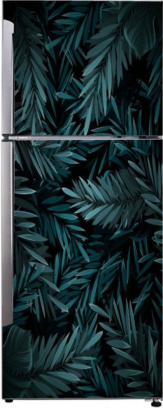 Advait Designs 60 cm Advait Designs Decorative abstract beautiful leaves with dark background extra lardge fridge sticker for fridge decor (pvc vinyl multicolor) Self Adhesive Sticker  (Pack of 1)