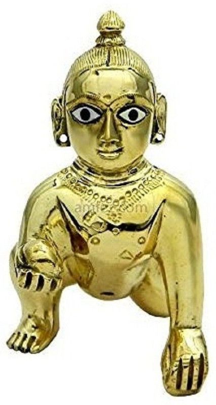VALUE CRAFTS 5no.brass ladoo gopal ji Decorative Showpiece - 8 cm  (Brass, Gold)