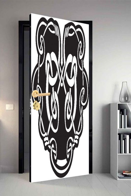 QTH 213 cm Line Art Dor-0821 Design Door Sticker Self Adhesive Sticker  (Pack of 1)