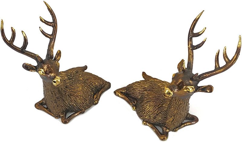Shambhavi Creations Dhokra Art Brass Deer, Dokra Showpiece for Home Decor Decorative Showpiece - 11.43 cm  (Brass, Brown)
