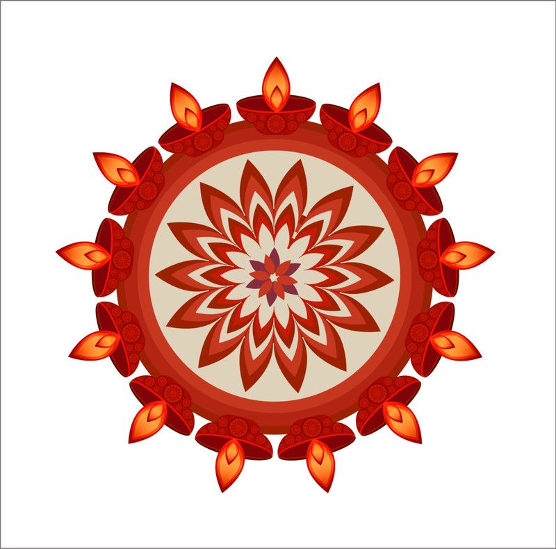Wall Studio 23 cm Rangoli Stickers For Diwali Special - ( 23 Cm X 23 Cm) Self Adhesive Sticker  (Pack of 1)