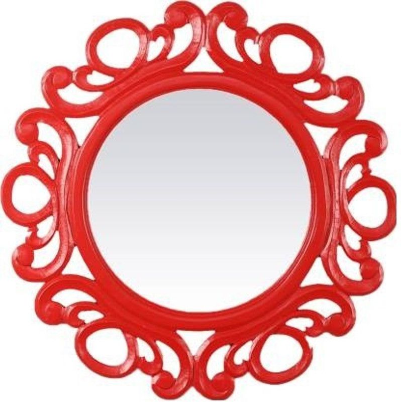 js store WALL MIRROR ( HOME DECORETIVE MIRROR ) COLOUR RED ) ) SIZE 16X16 INCH ) SHAPE ROUND  (Red)