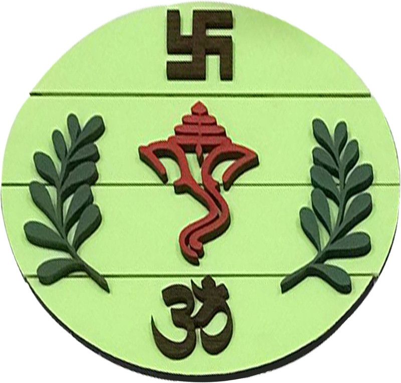 Mahanadi Wooden Art Om Swastik Ganesh ji Hanging Symbol for Wall Decoration/Home Main Gate Decoration/Office 9.5 inch  (Green)