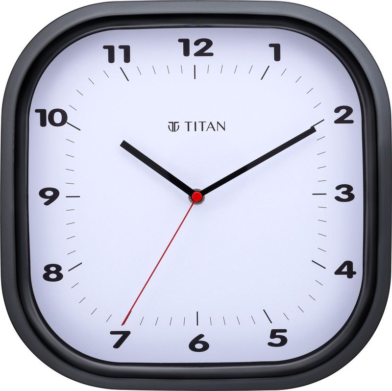 Titan Analog 28 cm X 28 cm Wall Clock  (Black, With Glass, Standard)