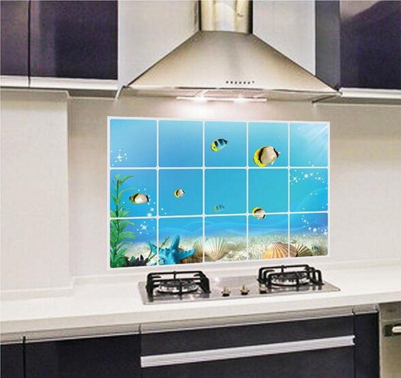 JAAMSO ROYALS Jaamso Royals Underwater Fish Wall Stickers for Kitchen (45 x 75 CM)  (Multicolor)