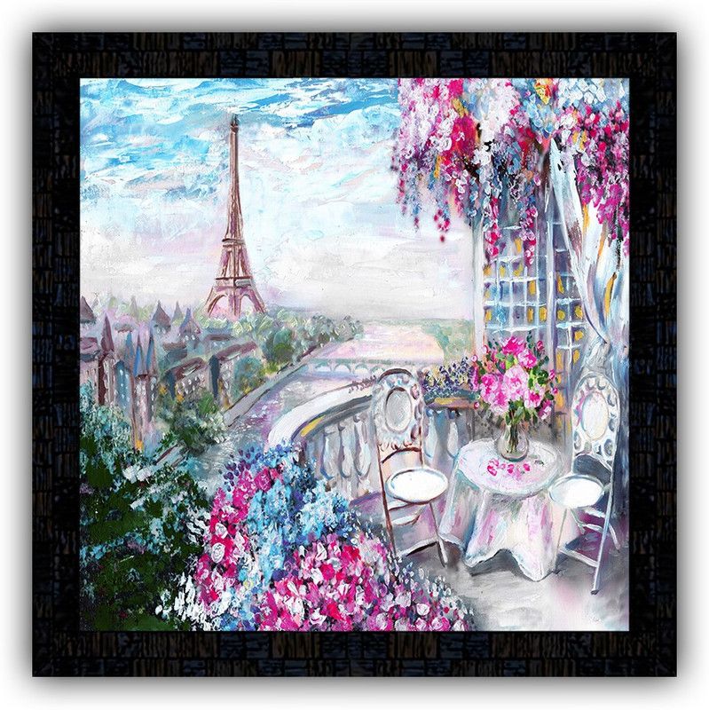 Poster N Frames framed poster of Eiffe Tower Love Couple-18066 Digital Reprint 14 inch x 14 inch Painting  (With Frame)