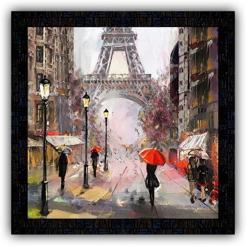Poster N Frames framed poster of Eiffe Tower Love Couple-18105 Digital Reprint 14 inch x 14 inch Painting  (With Frame)