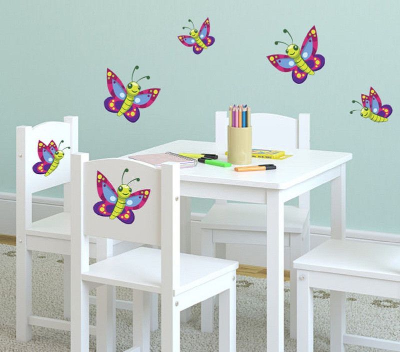 Asmi Collections 205 cm Beautiful Colorful 5 Big Butterflies Removable Sticker  (Pack of 1)