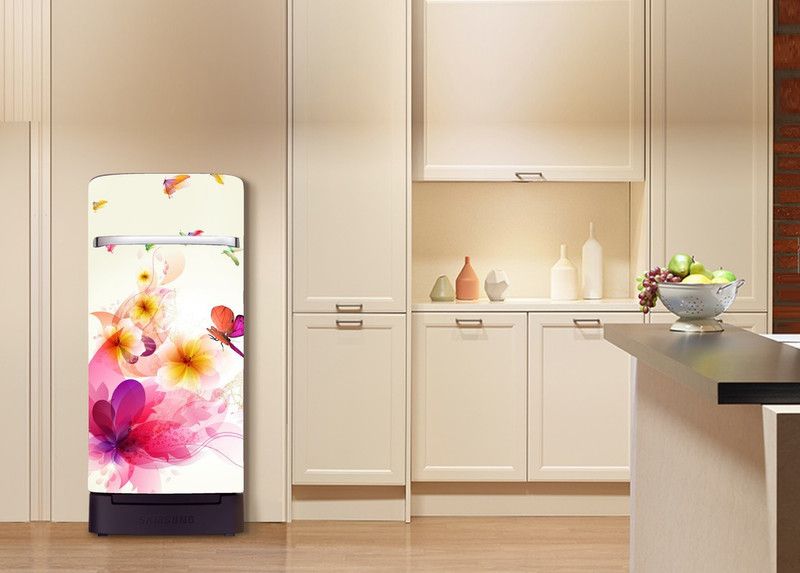Shree Decor 58 cm Abstract Flower And Butterflies Design Fridge Wrap Decorative Sticker Self Adhesive Sticker  (Pack of 1)