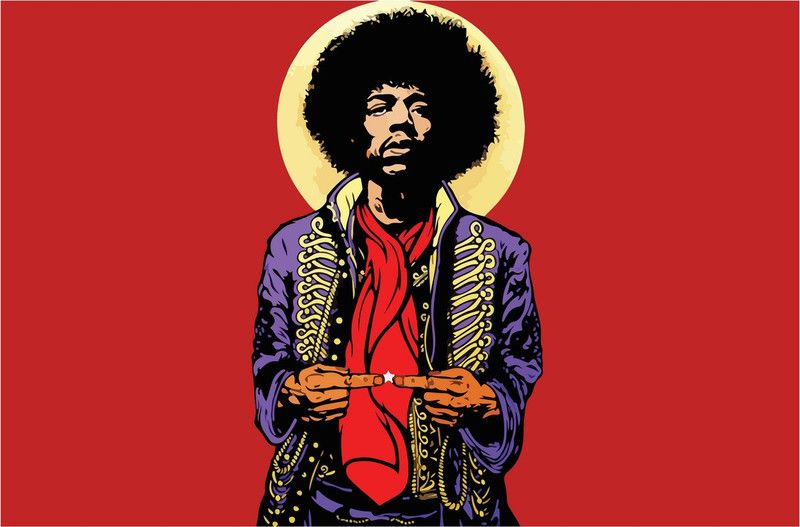Jimi Hendrix Guitar God Music Poster Paper Print  (18 inch X 12 inch)
