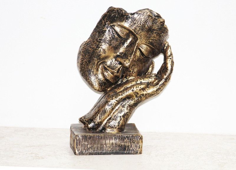 Stylorium Handicraft Antique Human Face Showpiece For Home Decoration|Table Décor| Decorative Showpiece - 21 cm  (Polyresin, Gold)