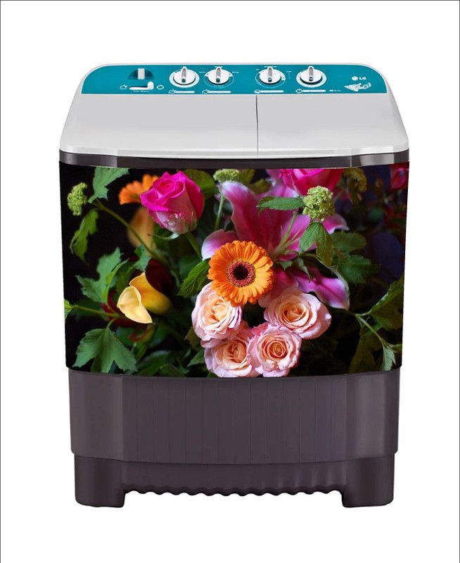 Crown Decals 86 cm decorative abstract natural flower leaves washingmachine sticker Self Adhesive Sticker  (Pack of 1)
