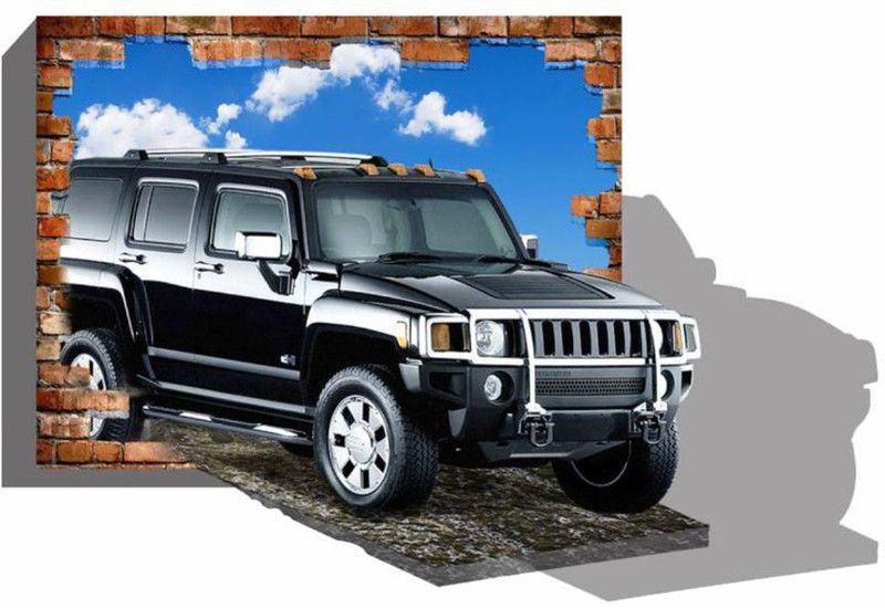Jagvii 60 cm 3D car Self Adhesive Sticker  (Pack of 1)