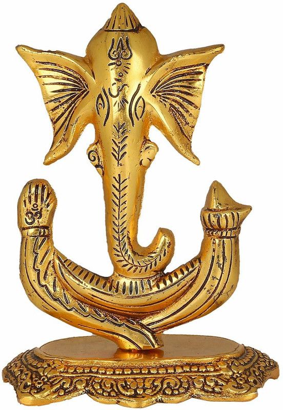 Pinkcity Forever Metal Ganesh Showpiece Idol for Home Décor and Gift, Decorative Showpiece Decorative Showpiece - 17.78 cm  (Aluminium, Gold)