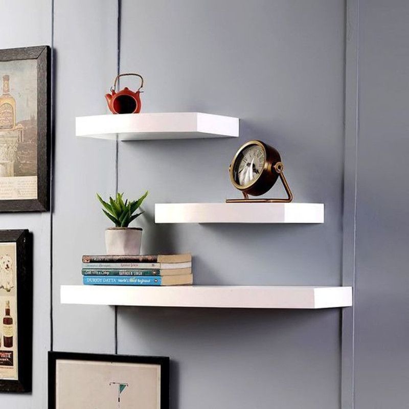 forex max handicrafts MDF (Medium Density Fiber) Wall Shelf  (Number of Shelves - 3, White)