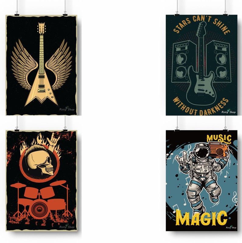 Matt Finish 300 GSM Paper Poster Set of 4 Paper Print  (12 inch X 18 inch, Rolled)