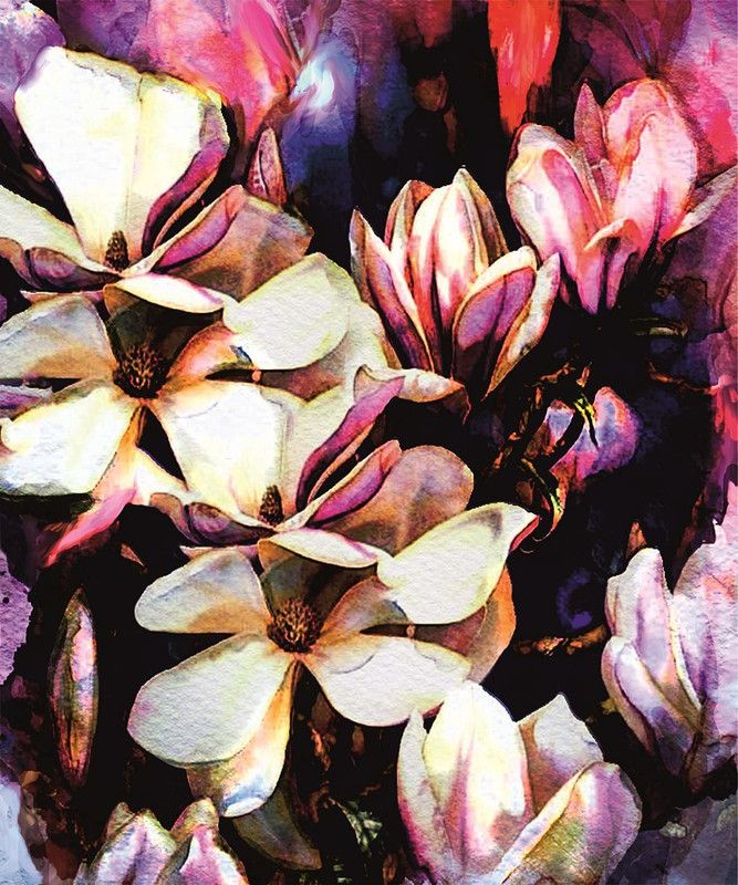 SHSWorks Flower Bunch Unframed Floral Wall Art Canvas Artwork Signed By Artist for Living Room Bedroom Home & Office Décor Copyright Protected Digital Reprint 18 inch x 15 inch Painting  (Without Frame)