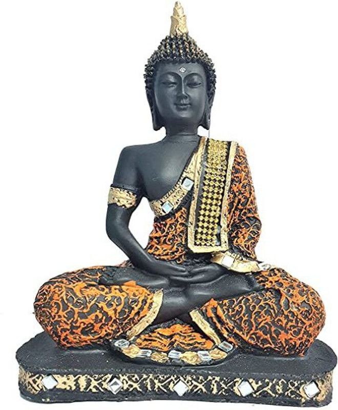 TYRECAREs Buddha Meditating Position Statue Medium Size Polyresin Idol Decorative Showpiece - 15 cm  (Polyresin, Multicolor)