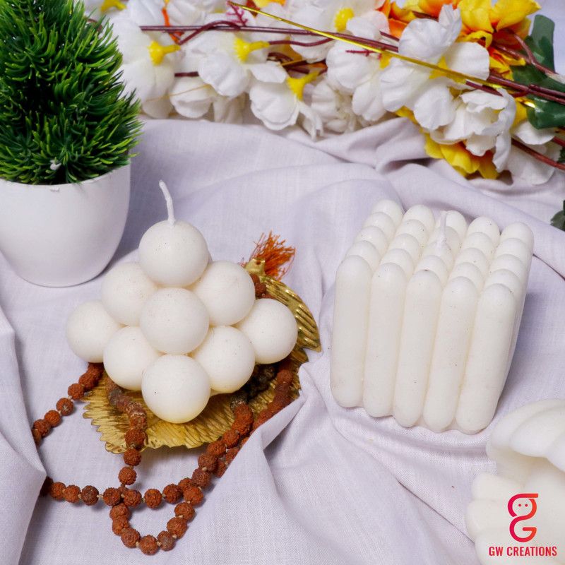 GW Creations Scented Candle Pyramid & Missile Mogra Candle  (White, Pack of 2)