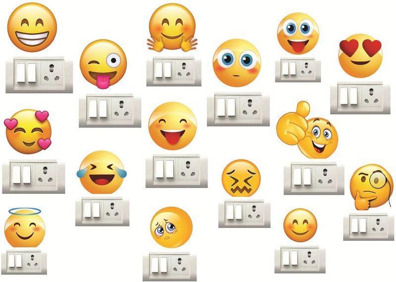 Decor Villa 25 cm smiley Wall Sticker & Switch Board Sticker Set Of 15 Reusable Sticker  (Pack of 15)