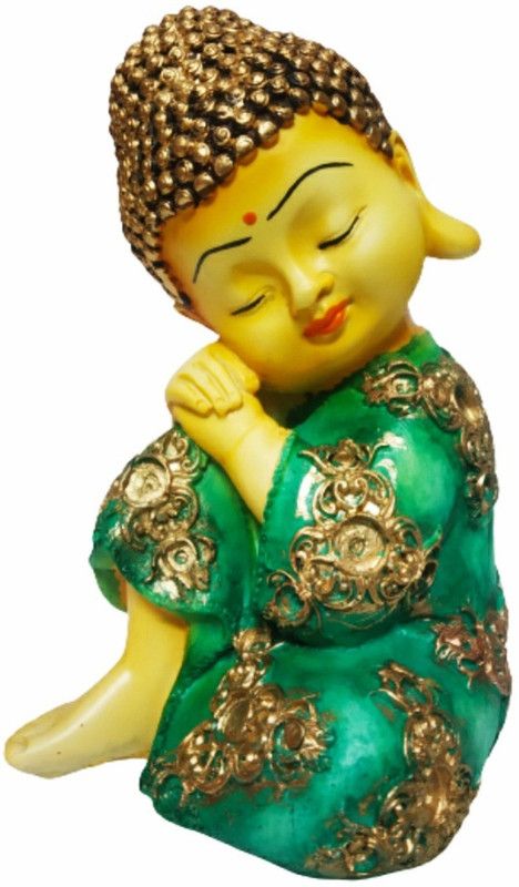 Jaipuria's Monk Buddha Decorative Showpiece - 19 cm  (Polyresin, Multicolor)