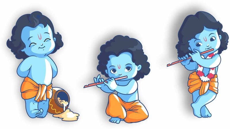 DECOR Production 91.44 cm " Cute Krishna__00103 Design" Decorative Wall Sticker (24 inch x 36 inch) Self Adhesive Sticker  (Pack of 1)