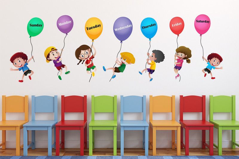 Wallzone 120 cm Week Days Removable Sticker  (Pack of 1)