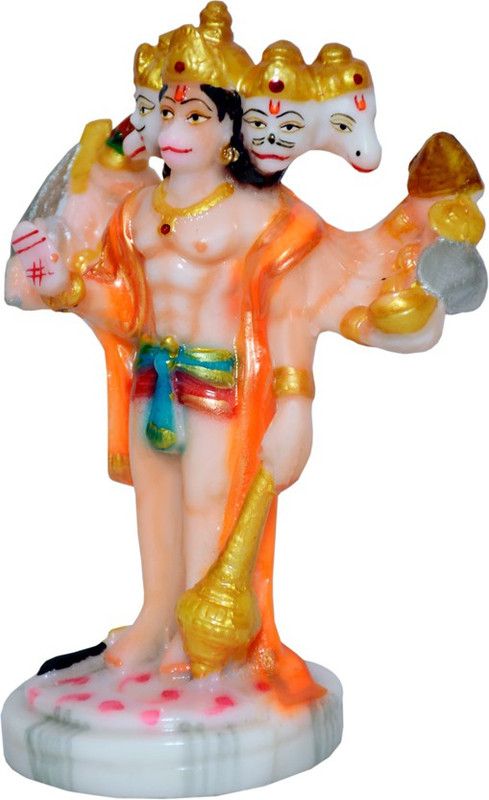 sai hastkala kendra Hanuman /Bajrangbali / Balaji Panchmukhi Standing Decorative Showpiece - 15 cm  (Marble, Multicolor)