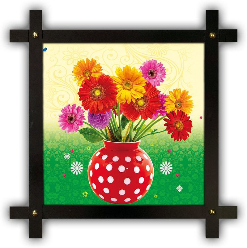Poster N Frames Cross Wooden Frame Hand-Crafted with photo of Flower (floral) 14912-crossframe Digital Reprint 16.5 inch x 16.5 inch Painting  (With Frame)