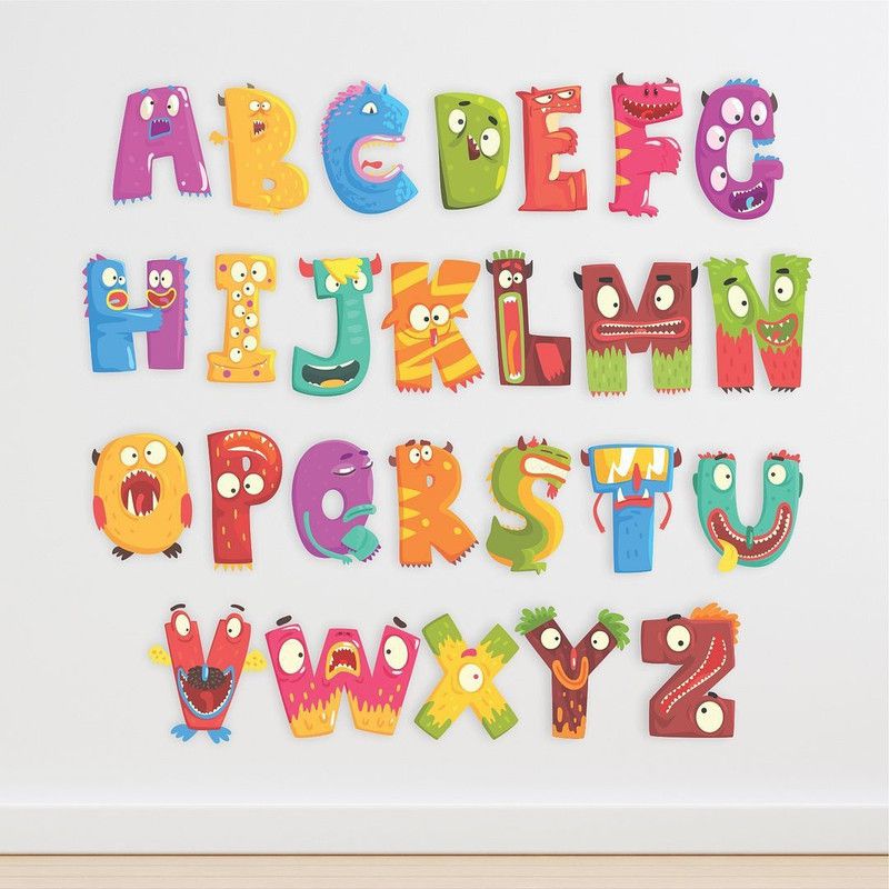 CVANU 100 cm ABCD Letters With Funny Eyes Vinyl Wall Sticker For Kids Learning Self Adhesive Sticker  (Pack of 1)