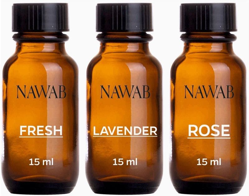 NAWAB essential aroma Diffuser oil(Fresh,Rose,Lavender-15ml each) Aroma Oil  (3 x 15 ml)