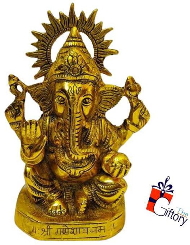 thegiftory Lord New Small XL Ganesha for Home/Pooja Room/office Decorative Showpiece - 19 cm  (Aluminium, Gold)