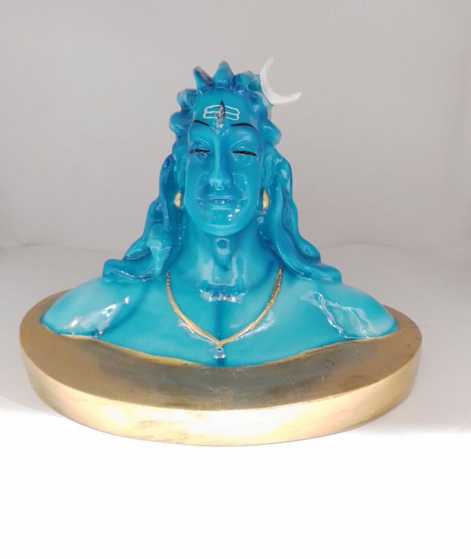 Khushi Priyal Adiyogi Shivji Murti Decorative Showpiece - 13 cm  (Polyresin, Light Blue)