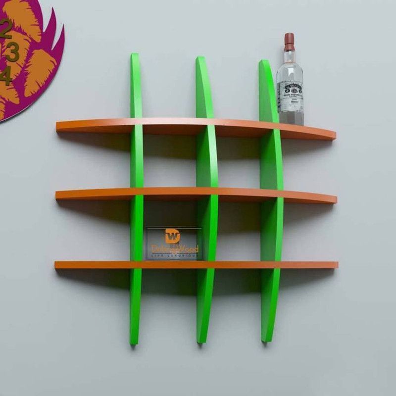 wooden creation TEYER RANCK BLACK ORANGE MDF (Medium Density Fiber) Wall Shelf  (Number of Shelves - 6)