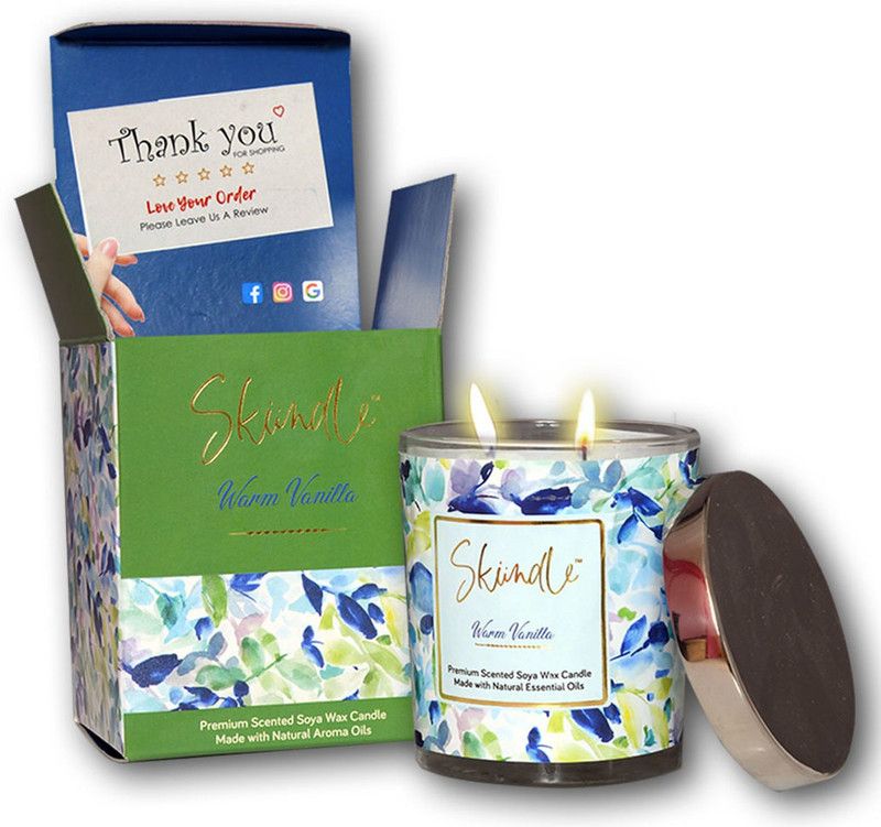 Skiindle Warm Vanilla Candle  (Green, Pack of 1)
