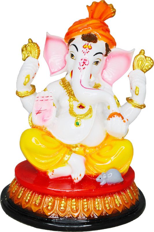 vinayakmoorti Ganesh Murti For Home Temple Ganesh Murti Marble Ganesh Idol Ganesha Statue 8 in Decorative Showpiece - 21 cm  (Marble, Multicolor)
