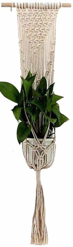 Handcfraft Flower Plant Pot Basket  (12 inch, White)