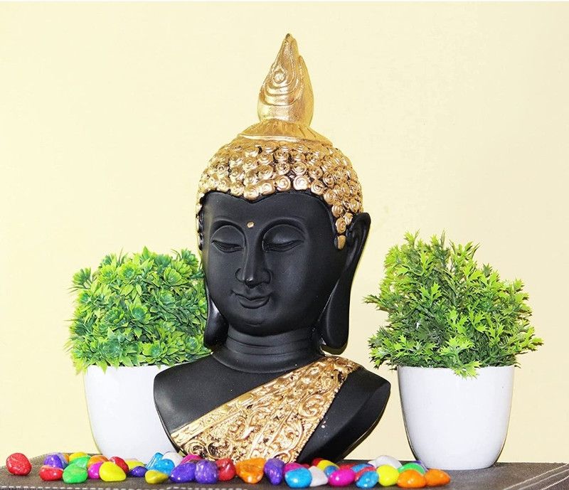 Wizard Buddha Decorative Showpiece - 23 cm  (Polyresin, Black, Gold, Multicolor)