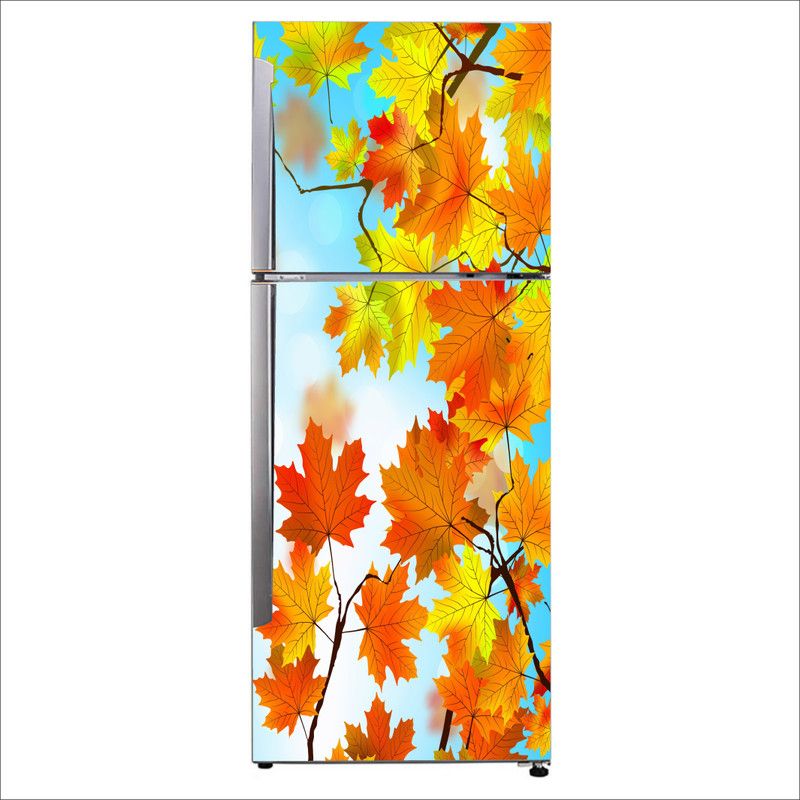 Khatwal Enterprises 60 cm Decorative multicolor digital autumn leaves Extra Large Fridge Sticker Self Adhesive Sticker  (Pack of 1)