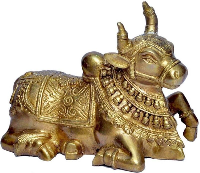 Shubh Sanket Vastu Shubh sanket Vastu Brass Nandi Bull 6'' inch Decorative Showpiece - 16 cm  (Brass, Yellow)