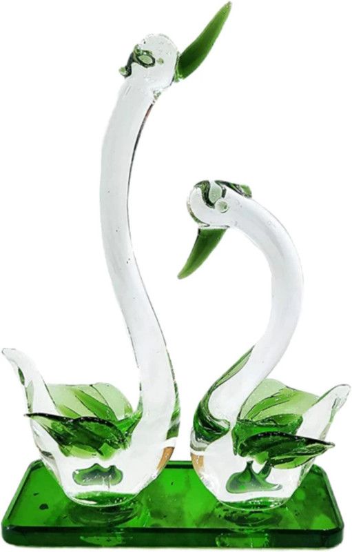 YURENIYAMA NA Decorative Showpiece - 13 cm  (Glass, Green, Clear)